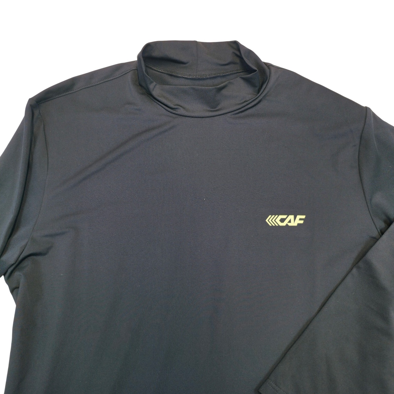 CAF Performance Mock Neck Long Sleeve Athletic Shirt Mens Size 100 L Black Korea