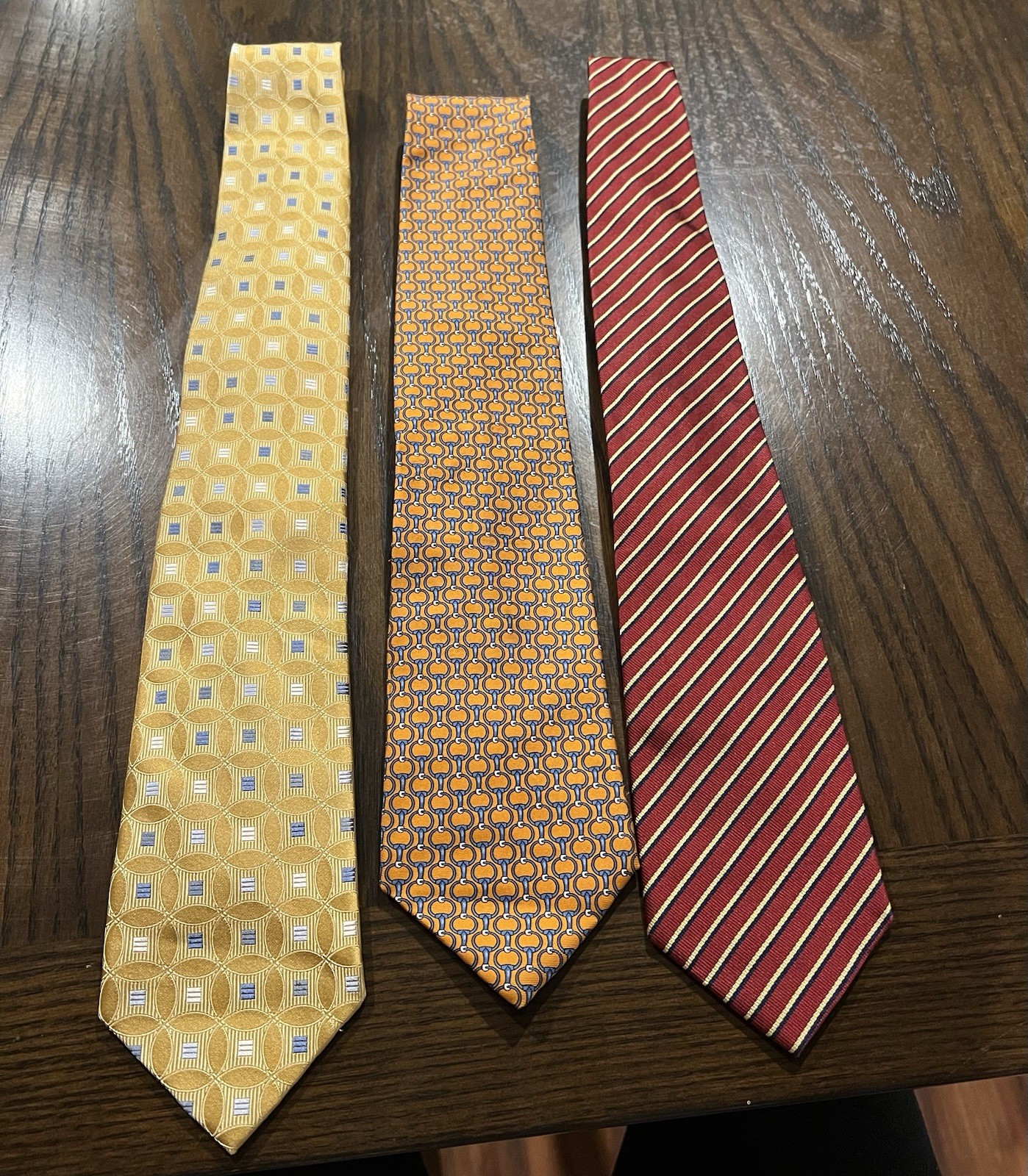 Men’s Lot Of 3 Silk Ties Work Wear Lands End Michael Kors Tommy Hilfiger