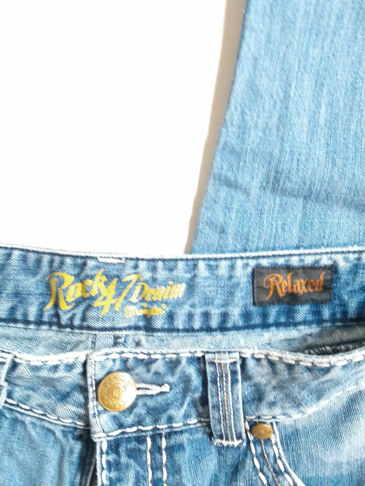 Rock 47 Denim by Wrangler Relaxed Mens Jeans Western Size 34×36 Light Wash