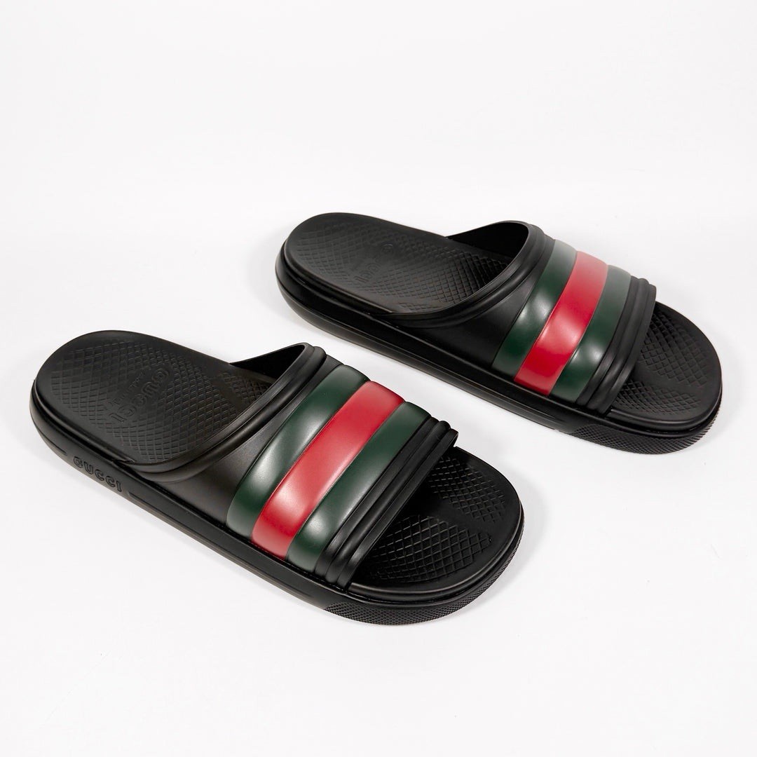 Gucci Web Rubber Pool Slide – Men’s 9.5