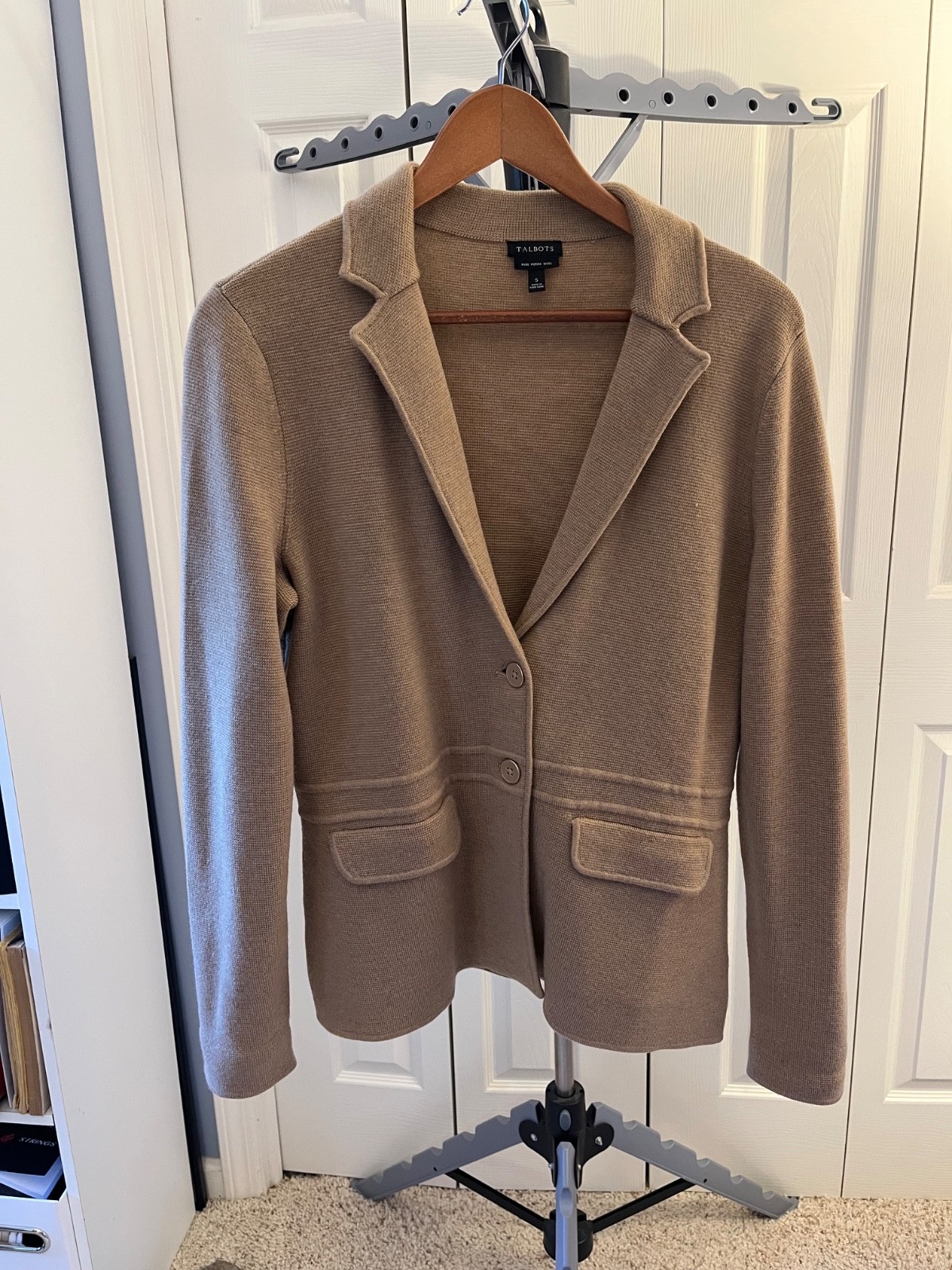 Talbots Tan Cardigan/Blazer Sweater, Size Small