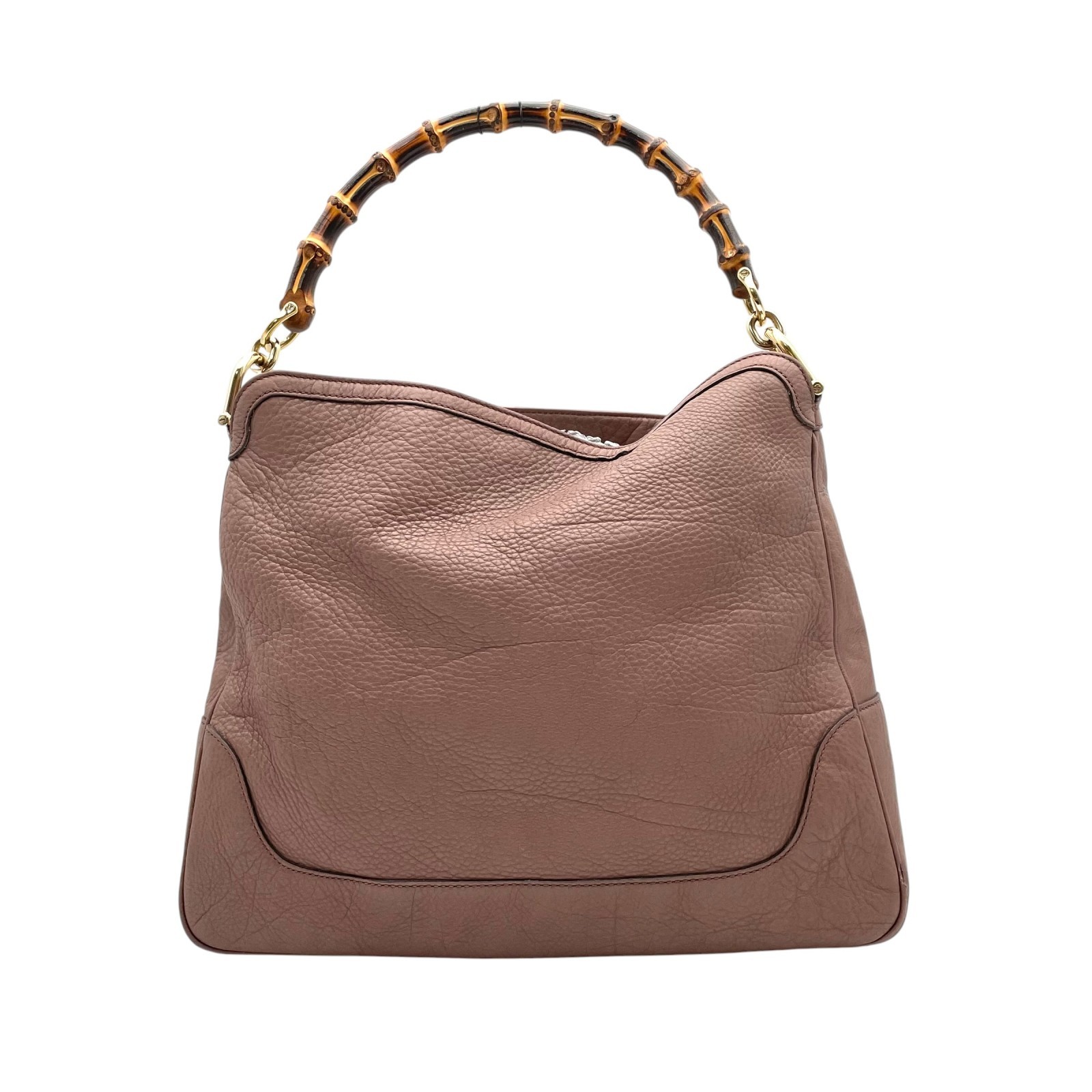 Authentic GUCCI Bamboo Tote Bag Leather Pink Gold Hardware Elegant Classic