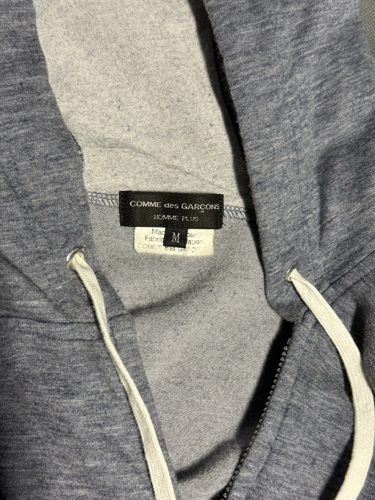 Comme des Garcons Homme Plus Zip Up Hoodie Blue Gray Cotton Wool Raglan M 2015