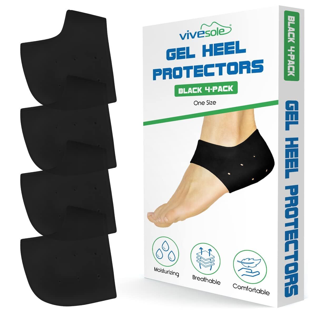 Silicone Heel Protectors 2 Pairs – Gel Guard for Women and Men – Moisturizing…