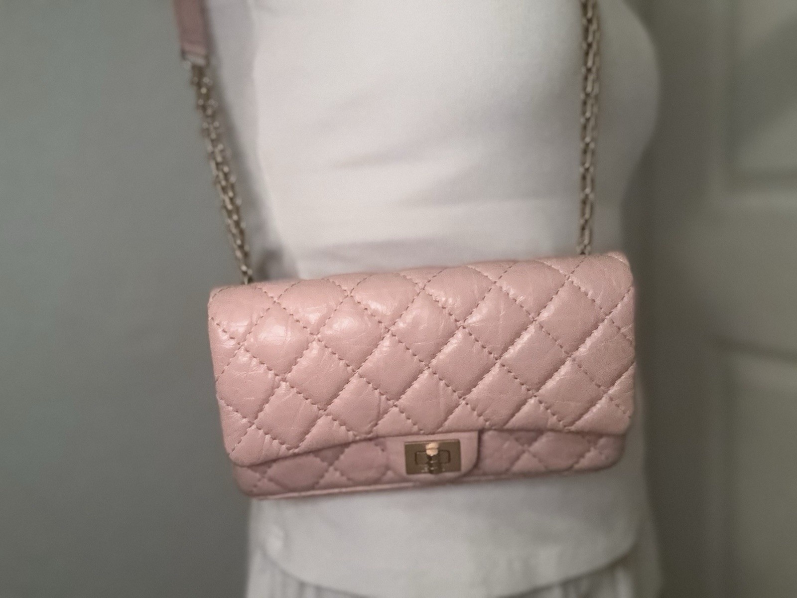 🔥 Rare CHANEL 2.55 Reissue Pink Belt Bag Aged Calfskin 27-Series
