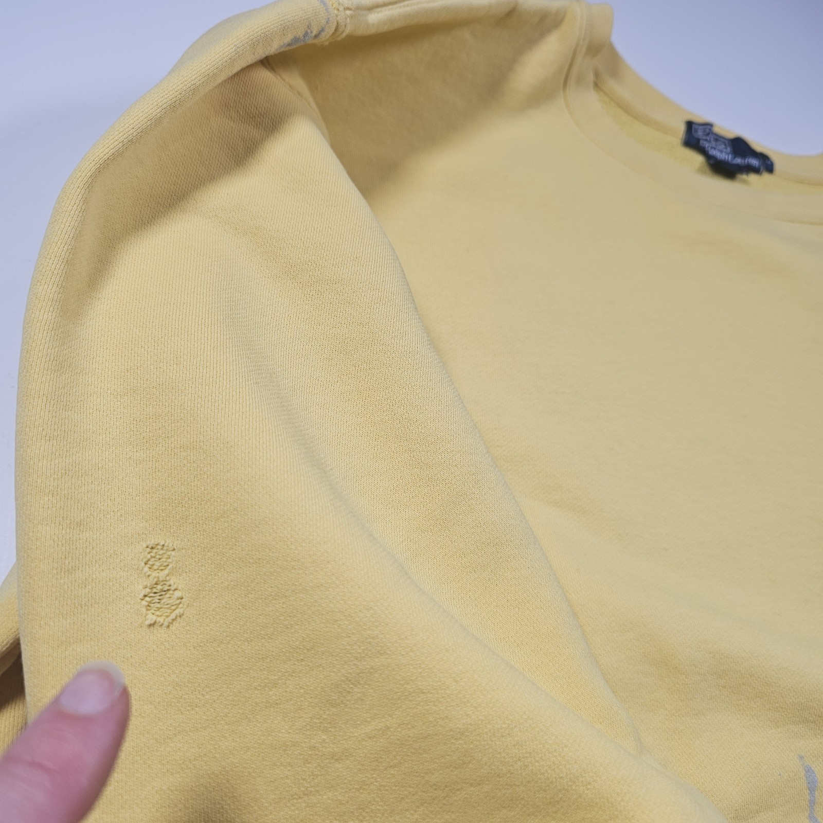 Vintage Polo Ralph Lauren Crewneck Sweatshirt Yellow Paint Splat Men’s Large 90s