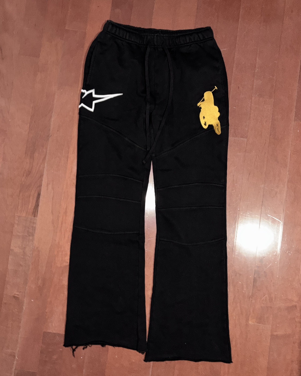 TRIPLE SEVENS MOTO SWEATPANTS BLACK SIZE S FLARE RARE LIMITED