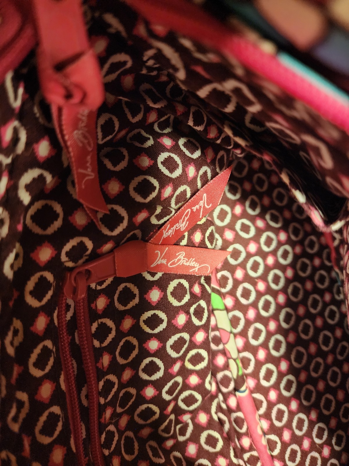 Vera Bradley Pink Multicolor Quilted Floral Tote Bag Zip Closure Inner Pockets
