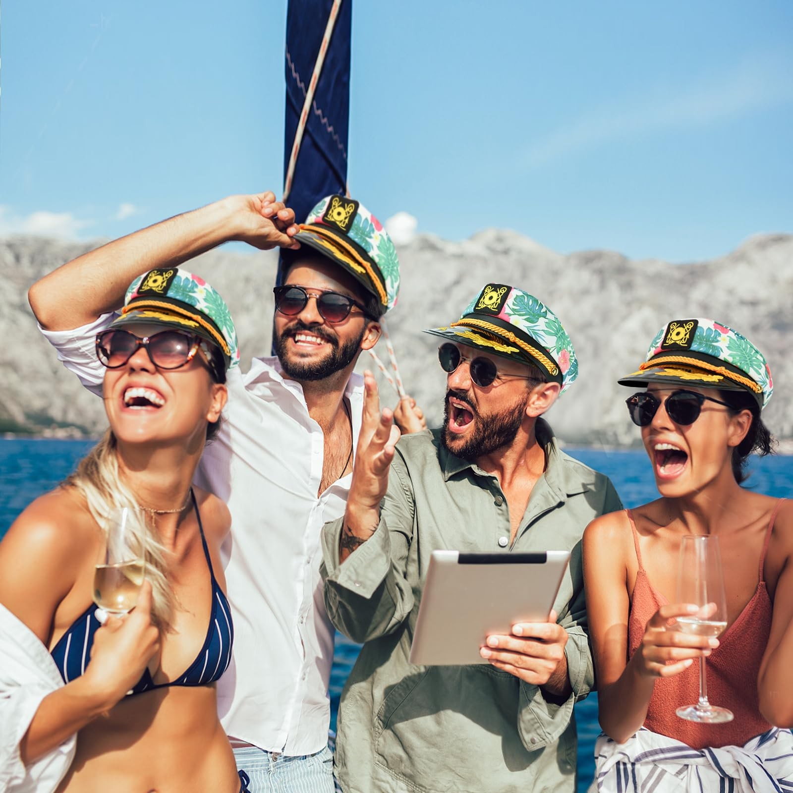 Adjustable Captain Hat for Men Women Sailor Hat for Boat Cruise Yacht Party