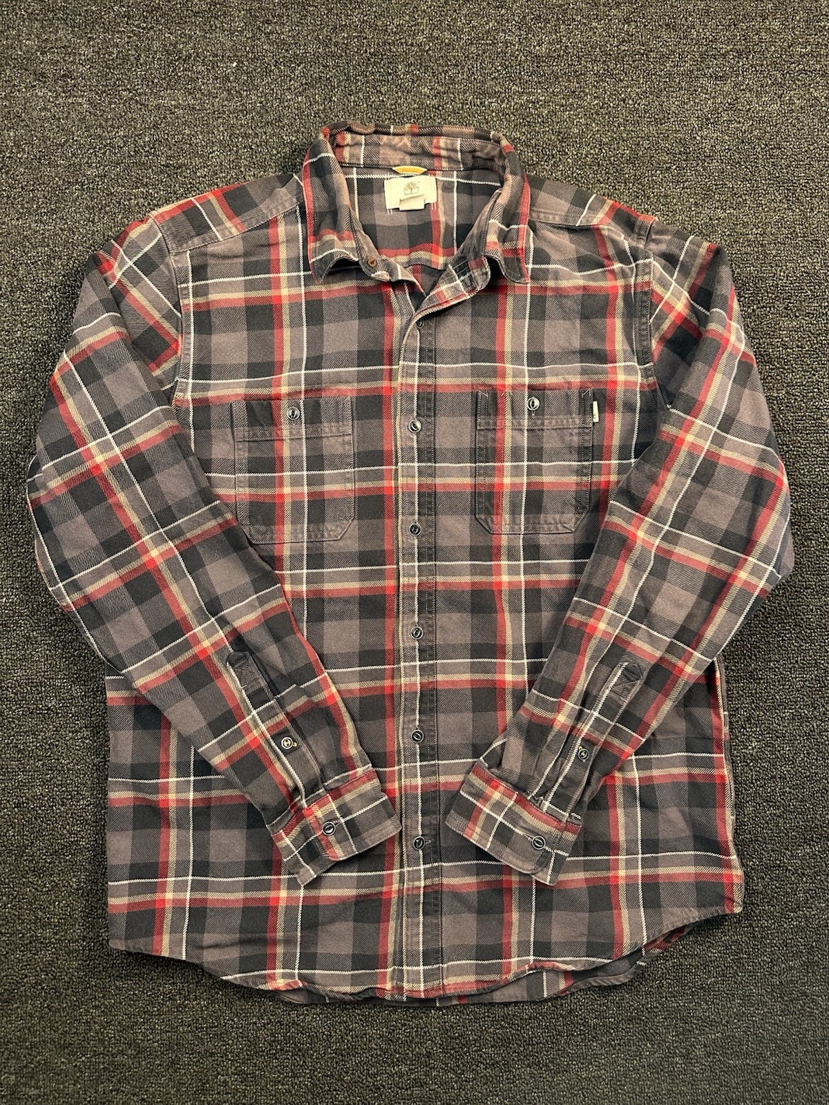 Timberland Men’s L Regular Fit Plaid Flannel Heavy Cotton Button-Up