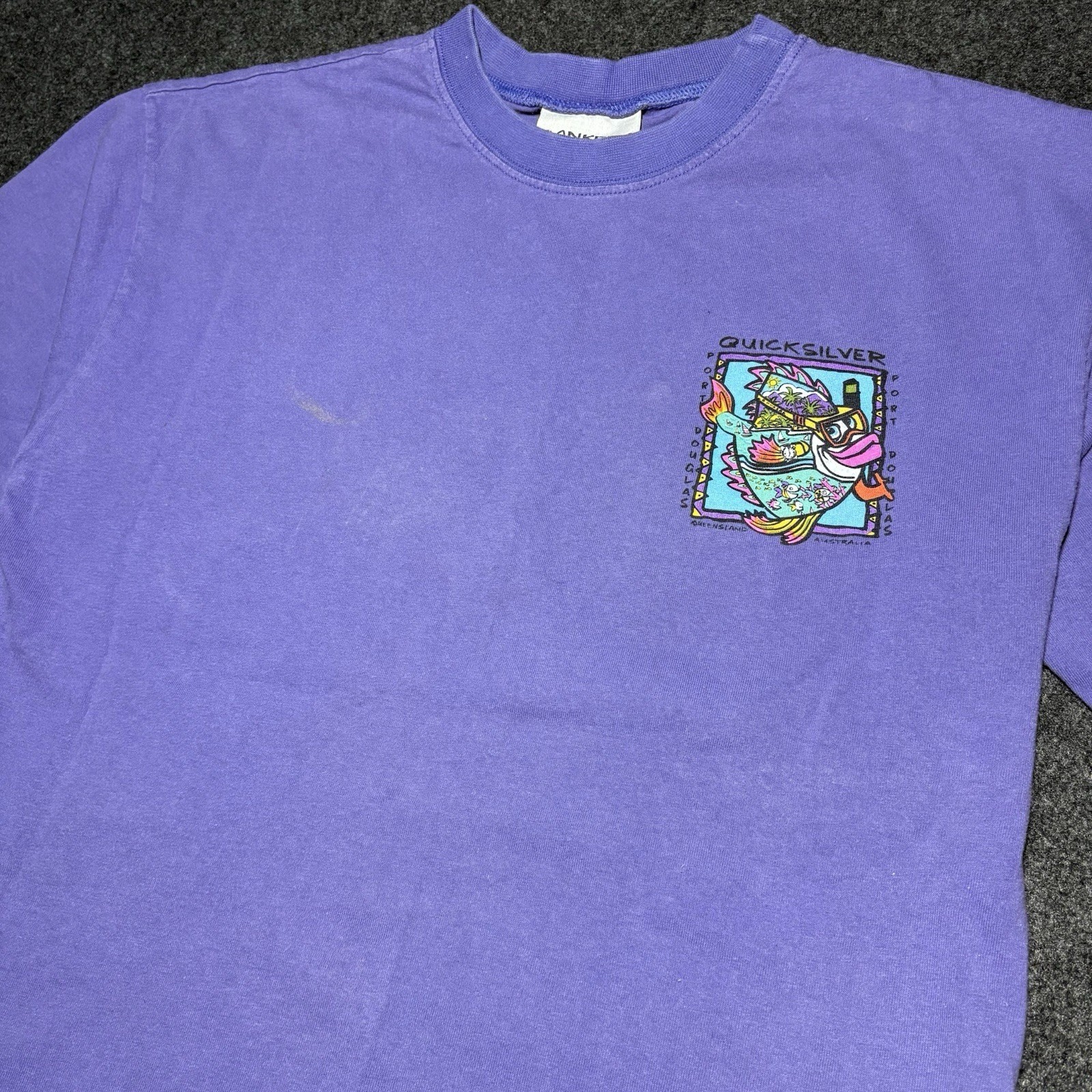 Vintage Quicksilver T-Shirt Small Port Douglas Australia Bonkers Purple 90’s