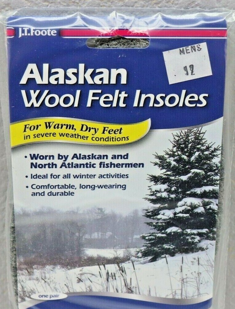 J.T Foote Alaskan Winter Wool Felt insoles 1 Pair – Pick Sizes From 7 – 13