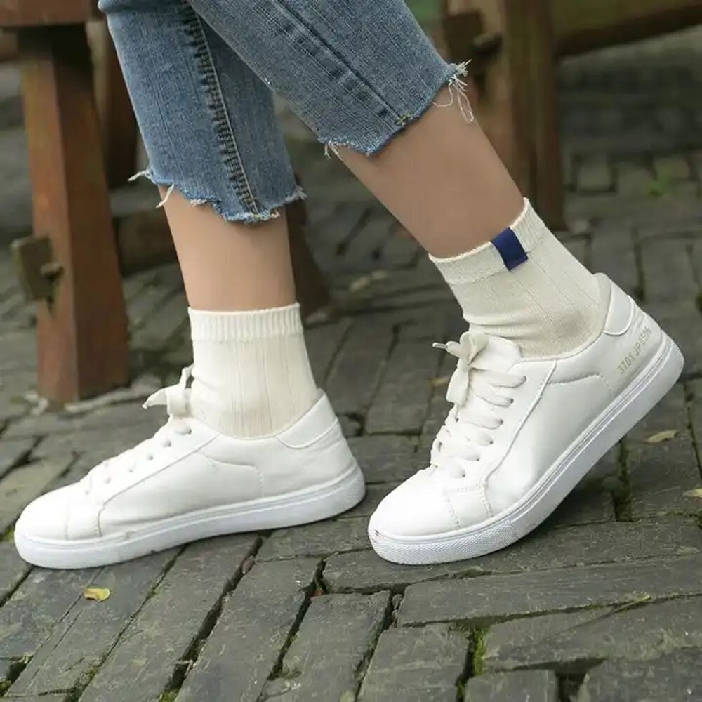 3 Pair Casual Crew Socks Cotton Bright Mix Random Solid Colors NEW