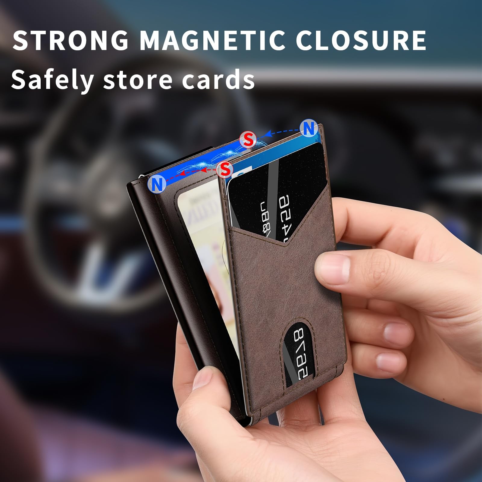 KISUEDZP Wallet for Men Aluminum RFID 4.06 x 2.44 x 0.86 inches, Coffee