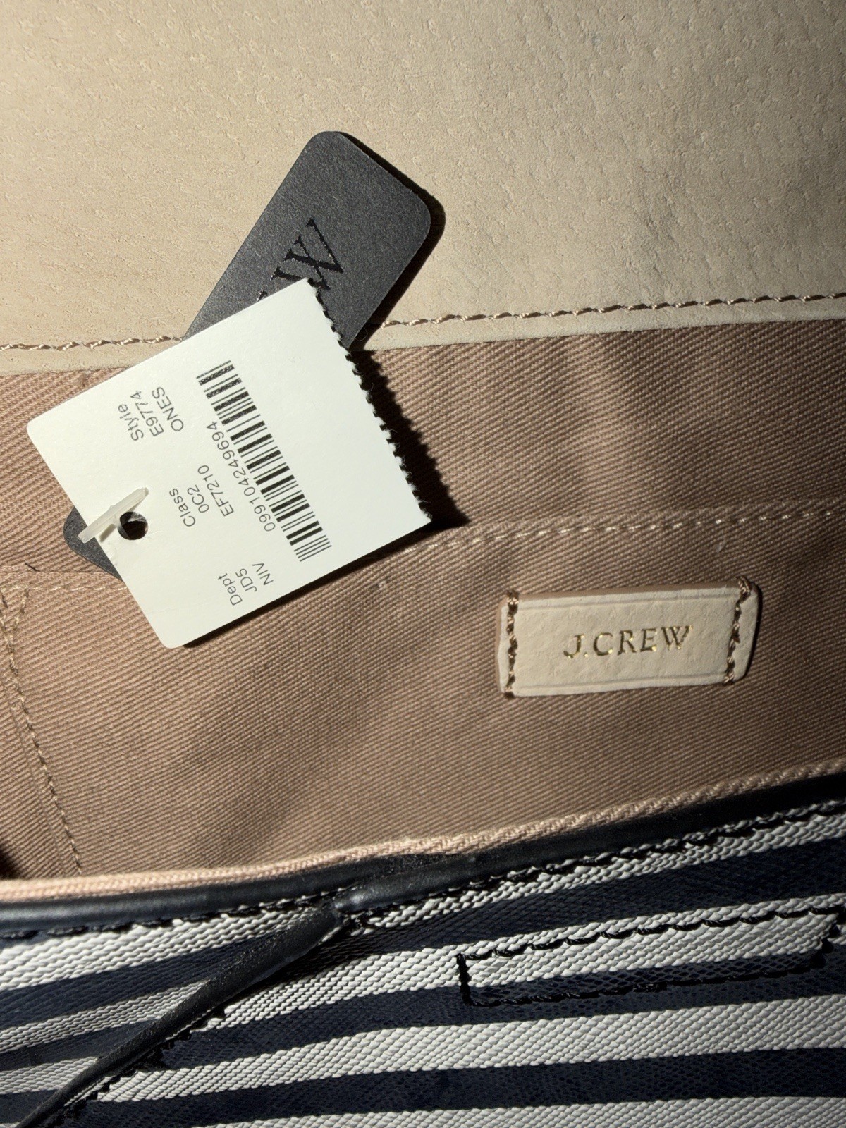 J.Crew Navy & White Striped Envelope Clutch w/ Strap, Lined, Inner Pockets