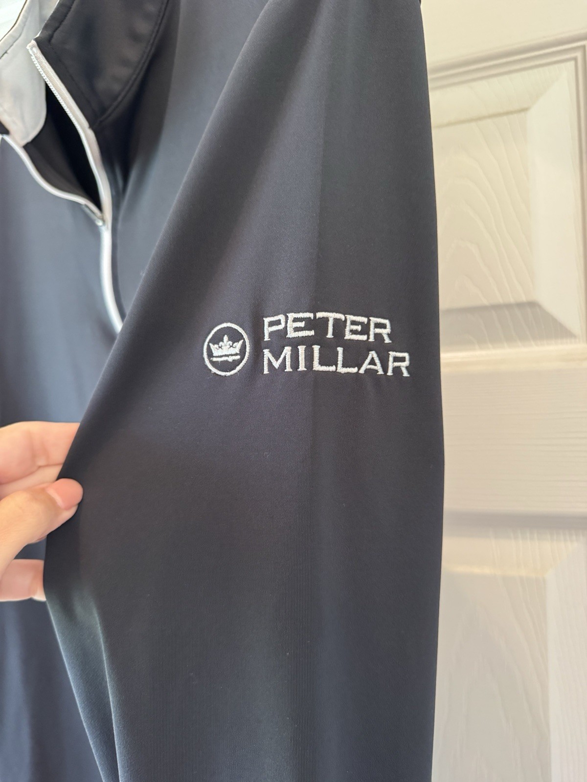 Peter Millar Crown Sport Men’s L Black 1/4 Zip Mock Neck Golf Pullover