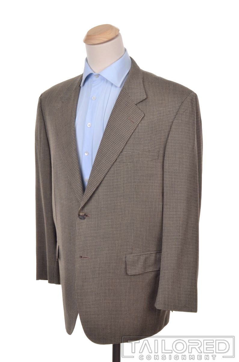 ISAIA Napoli Brown Plaid Check Wool Sport Coat Blazer Jacket – EU 58 / US 48 R