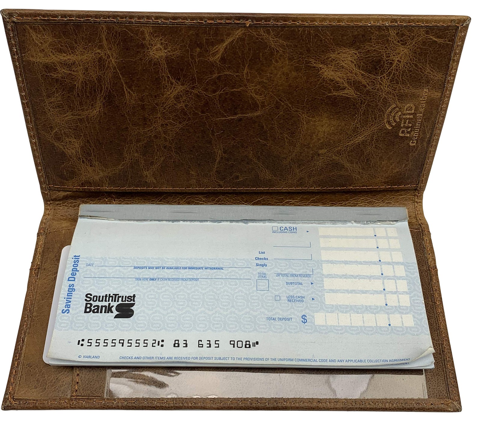 Genuine Leather Checkbook Cover For Men & Women Holder Wallet Tan