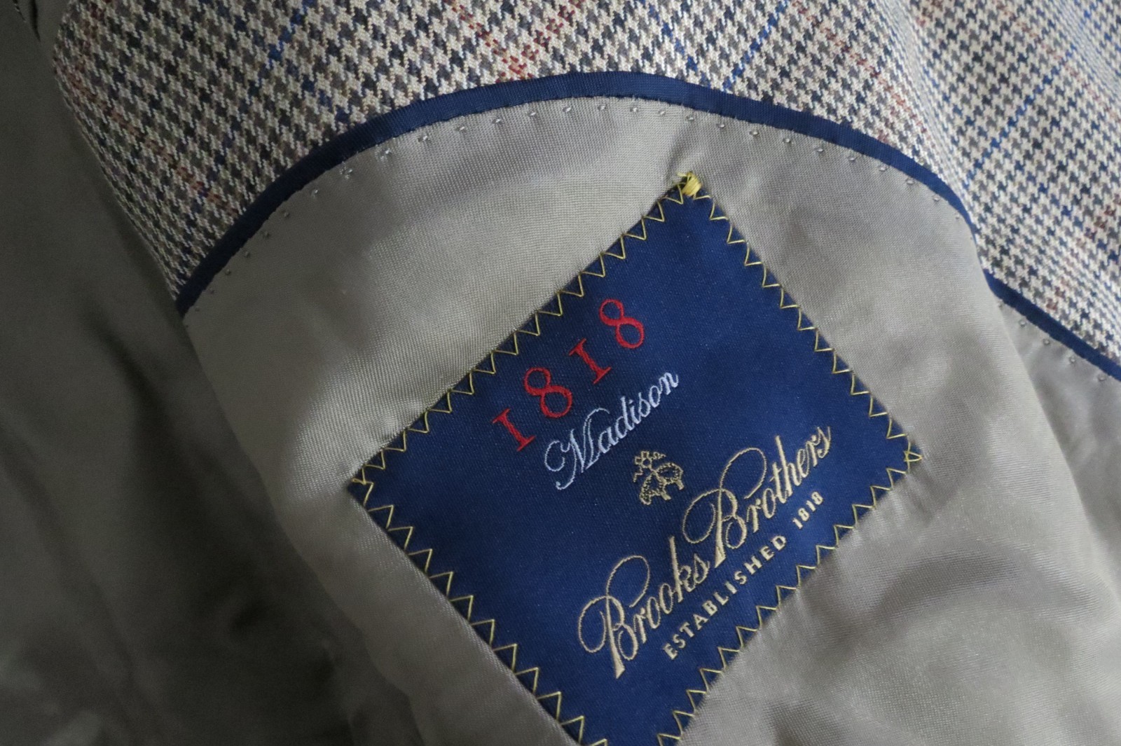 Brooks Brothers 1818 Madison Ethomas silk wool hounds tooth sport coat 43-44 R