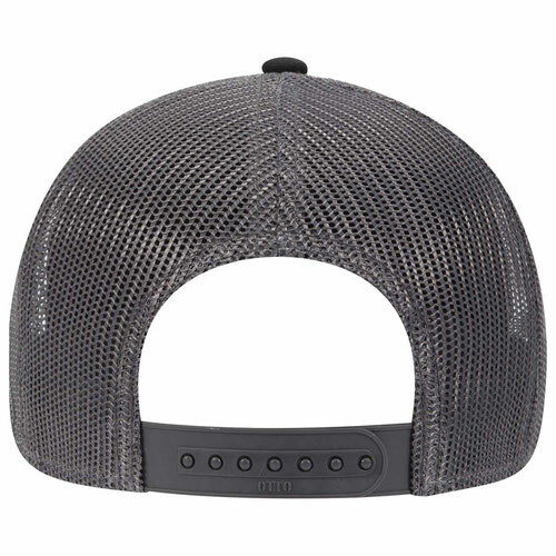 12 Black/Black/Charcoal Trucker Hat 6 Panel Low Profile Mesh Back Hat 83-1239
