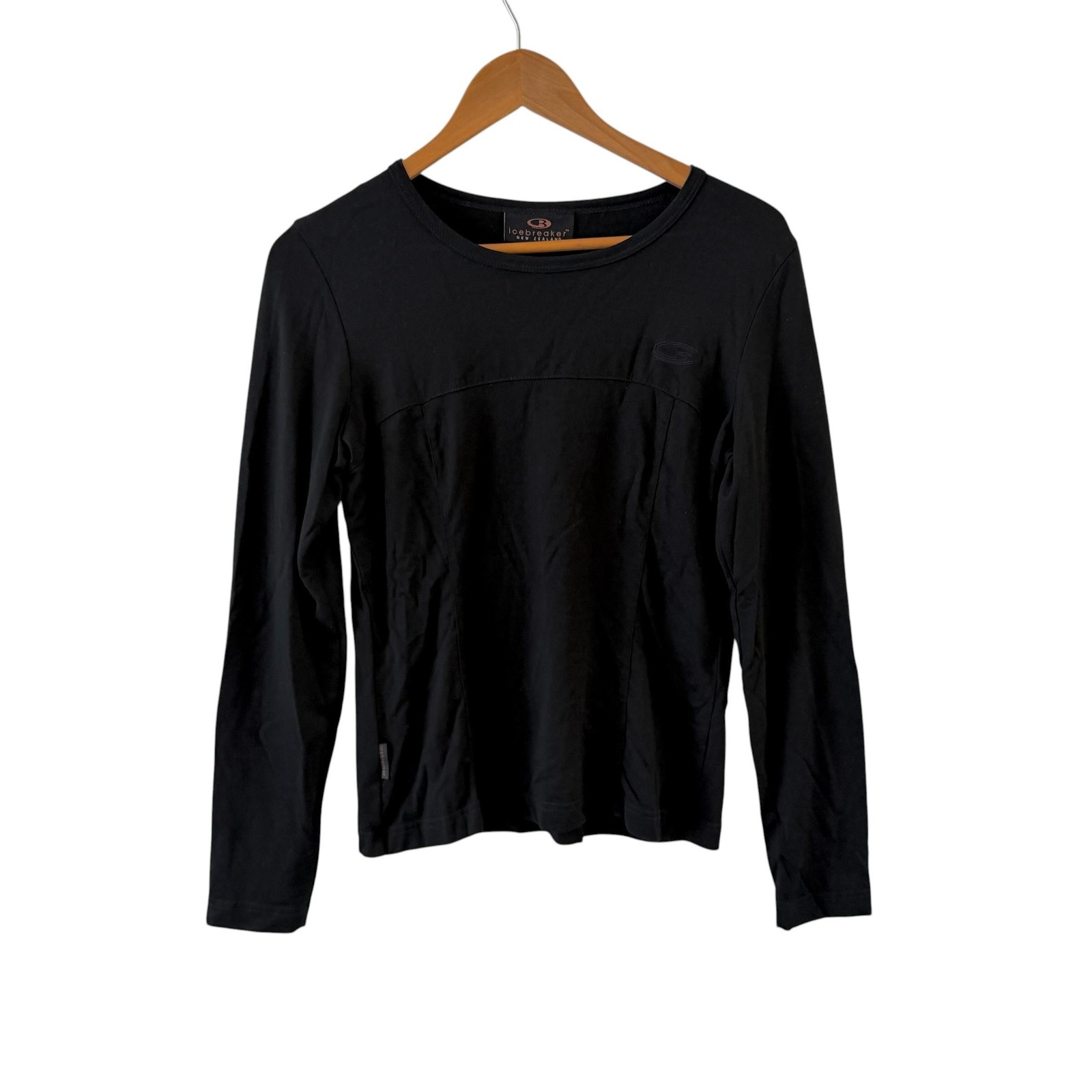 Icebreaker Merino Wool Base Layer Womens L Black Long Sleeve Outdoor Hiking Top