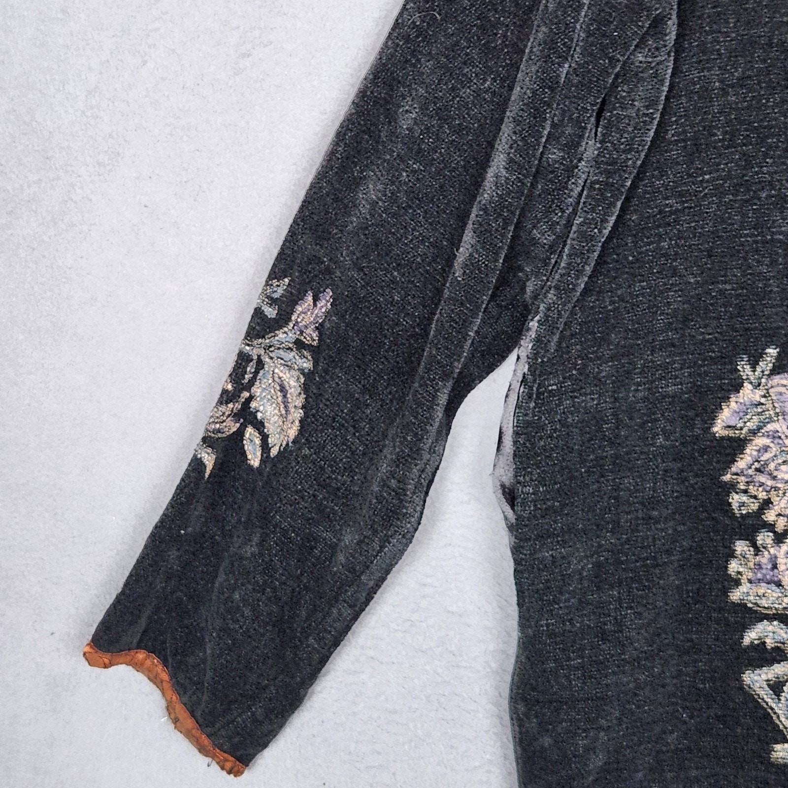 Flashback Jacket Womens Medium Embroidered Floral Button Boho India Cotton Blend