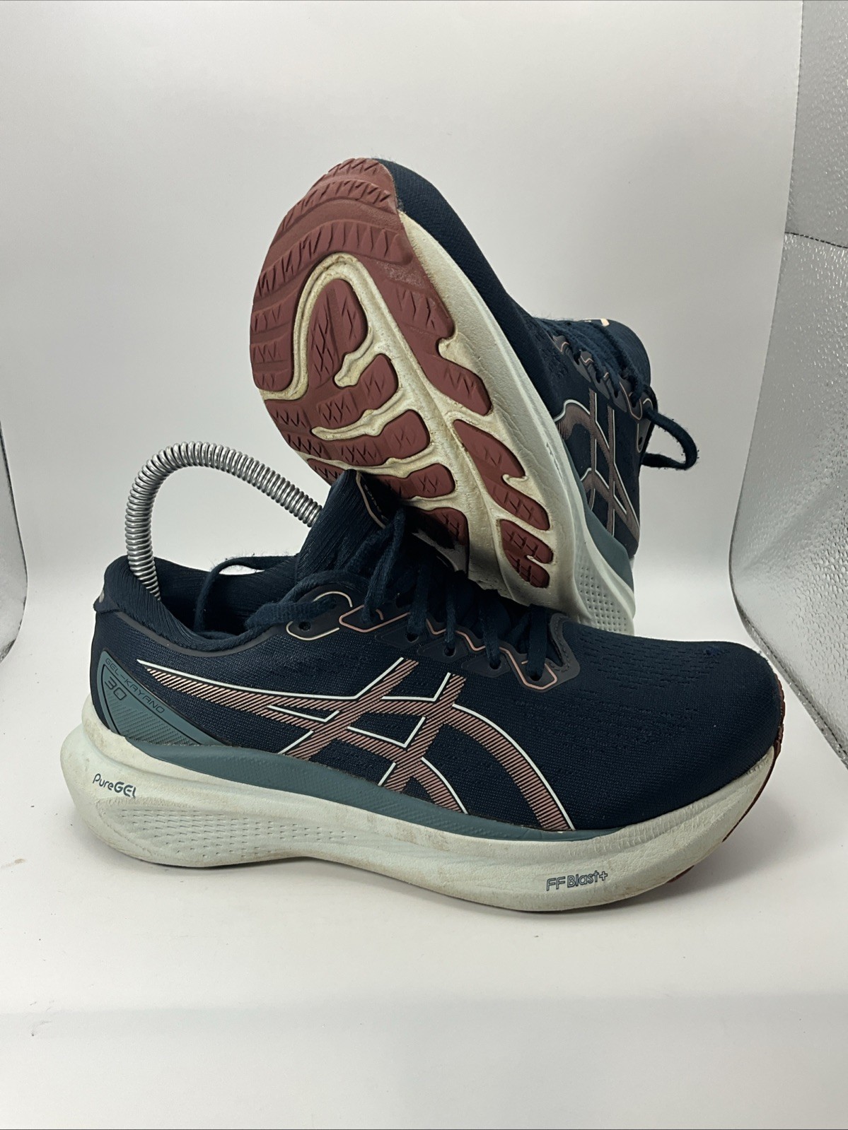 ASICS Gel-Kayano 30 Womens Sz 7 Running Shoes Navy Rose Gold 1012B357