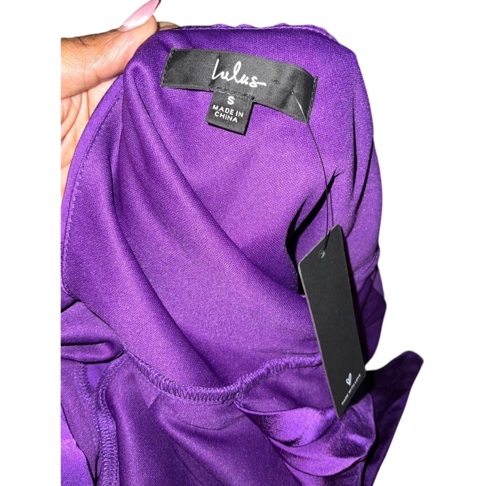 Lulus Royal Purple One Shoulder Wide Leg Satin Jumpsuit NWT S Sirencore dopamine