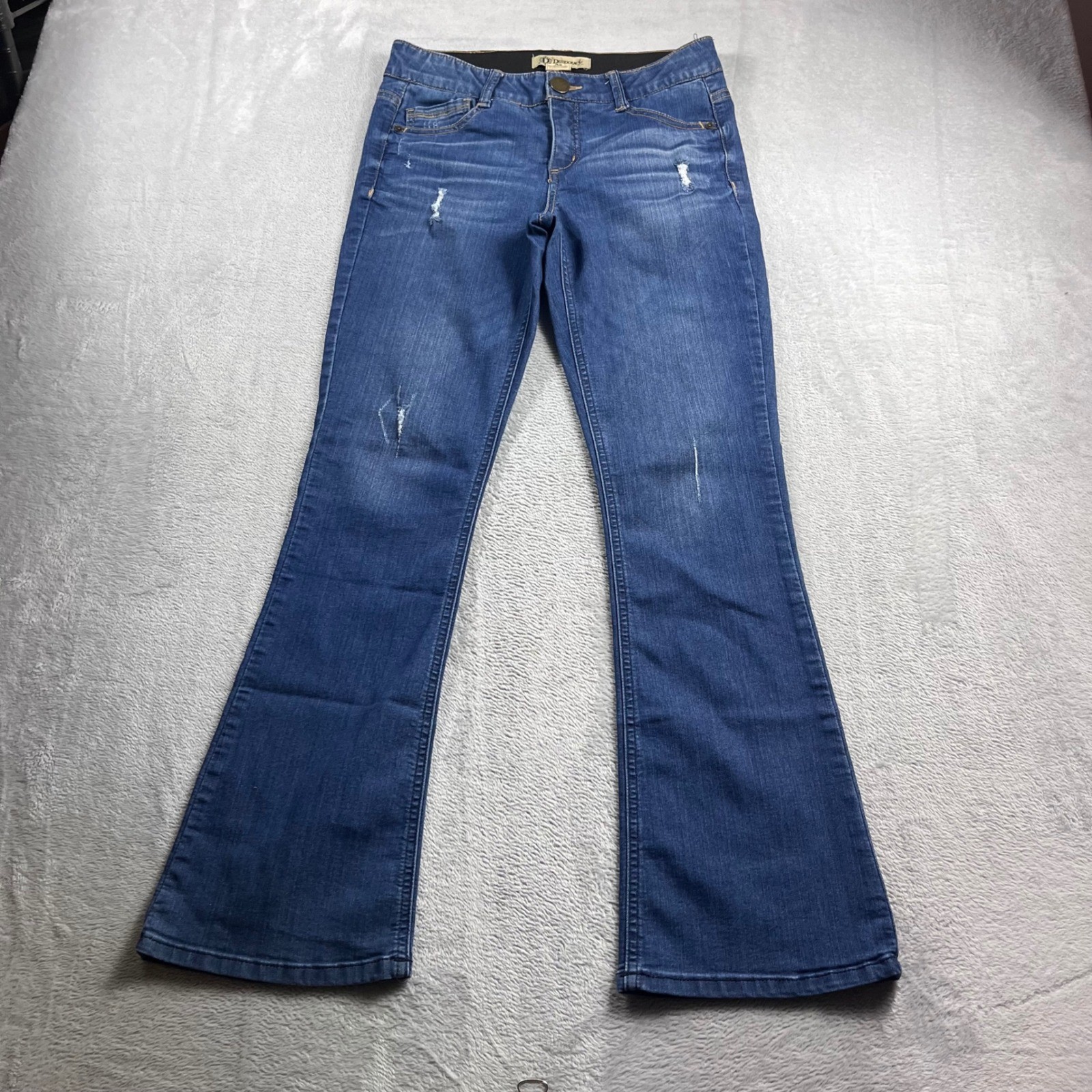 Democracy Ab Technology Distressed Bootcut Jeans Blue Womens Size 6 Distressed