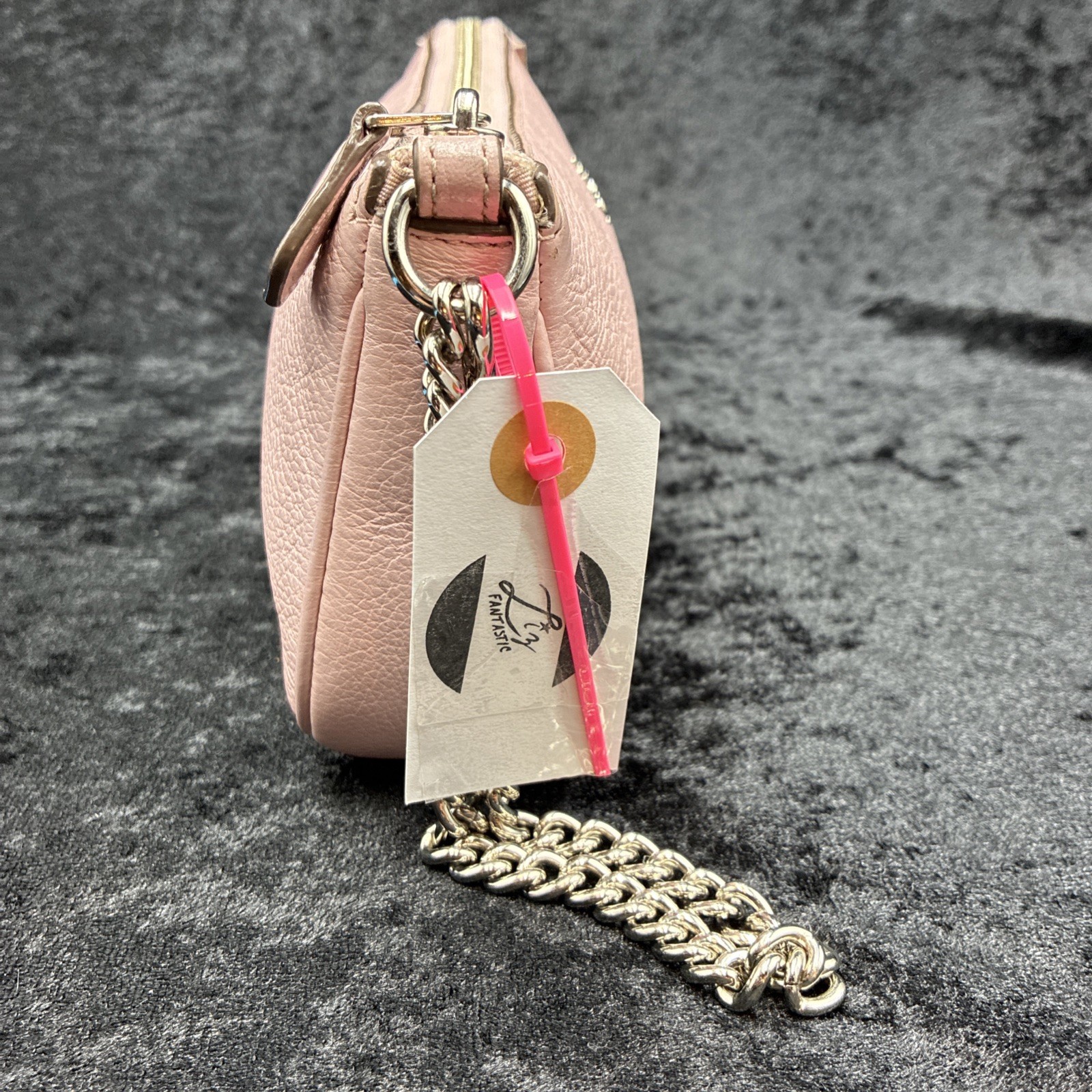 Coach Nolita 19 Petal Pink Pebbled Leather Wristlet Chain Shoulder Bag F53340 NY