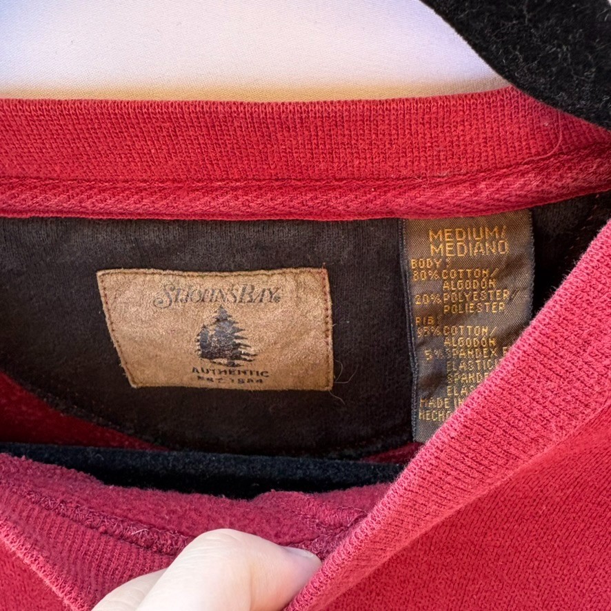 St John’s Bay Crewneck Sweatshirt Mens M Red Cotton Blend Pullover Casual