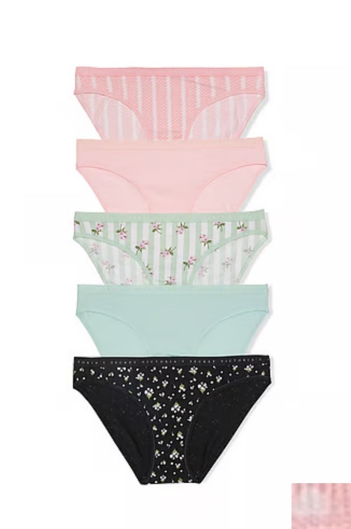 5-Pack Victoria’s Secret sz M Stretch Logo Cotton Bikini Panty Set Bundle Lot