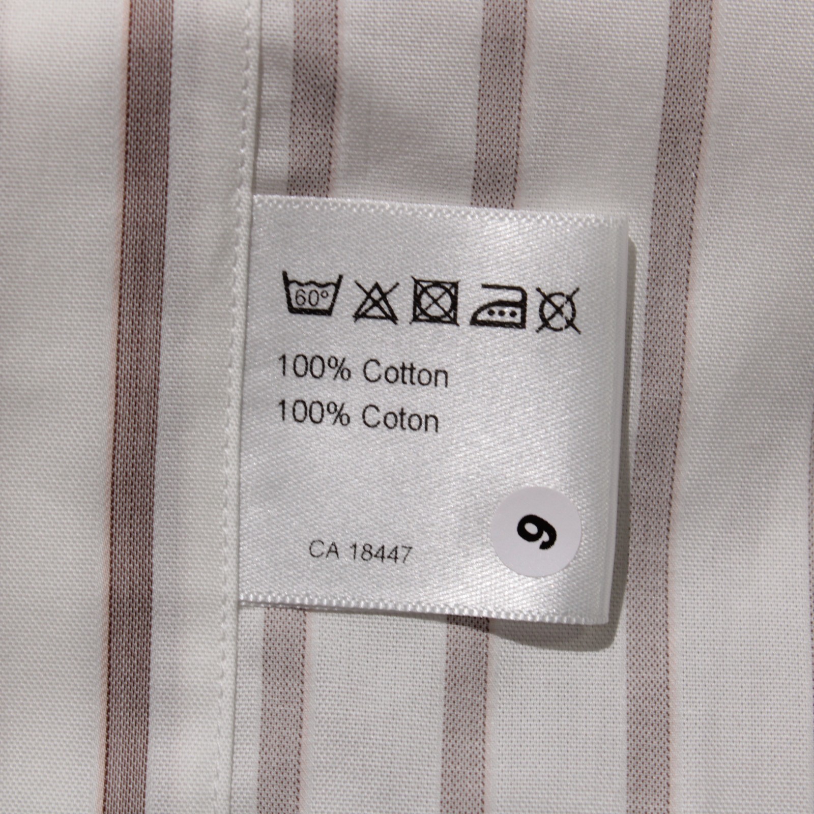 Stenstroms NWT Dress Shirt Size 46 18 in White with Brown Stripes 100% Cotton