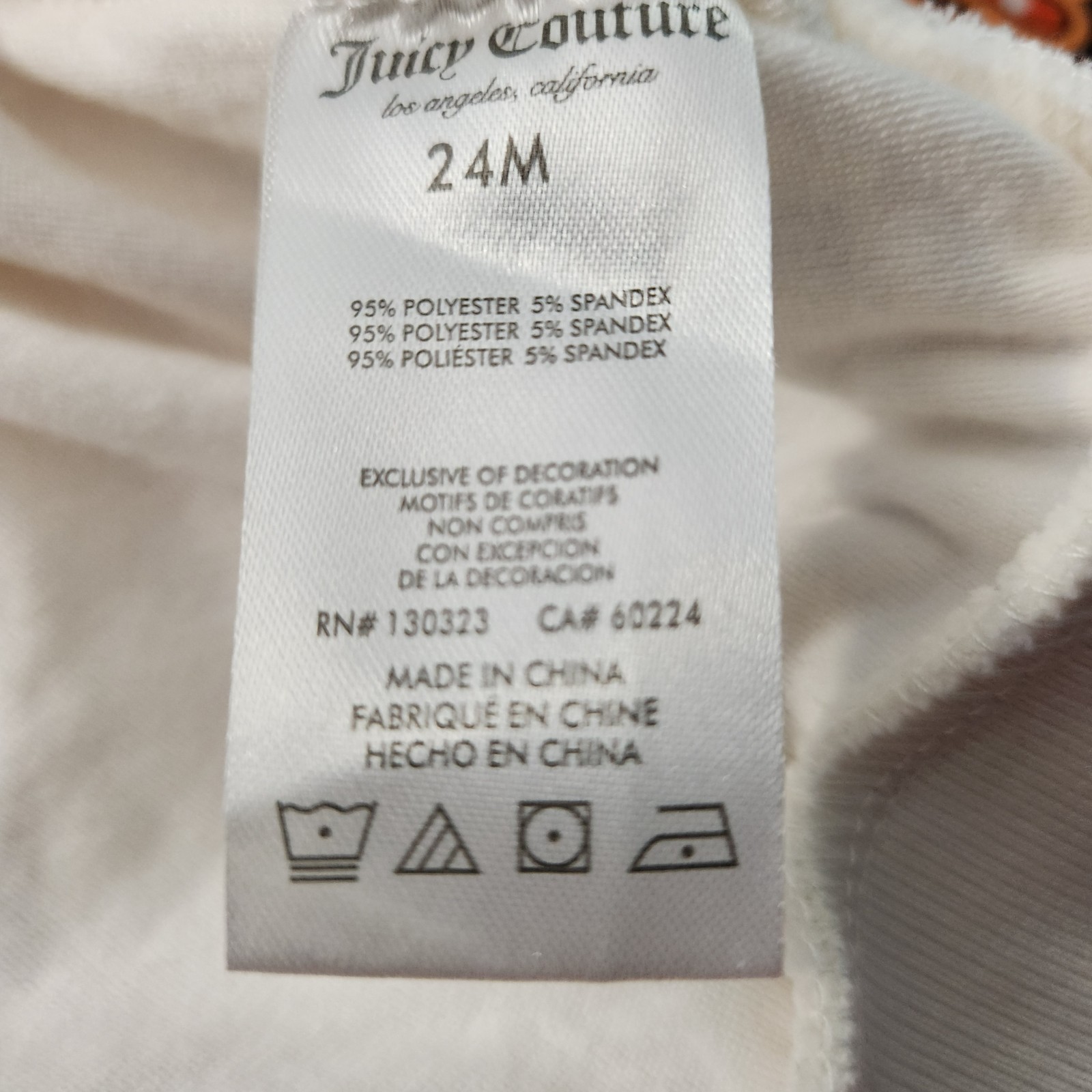 Juicy Couture White Velour 2pc Zip Hoodie & Pants Set 24M Embroidered Logo