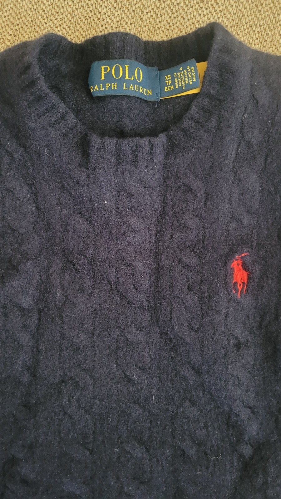 POLO Ralph Lauren Kids 90% Wool and 10shmere Cable Knit Sweater XS preowned