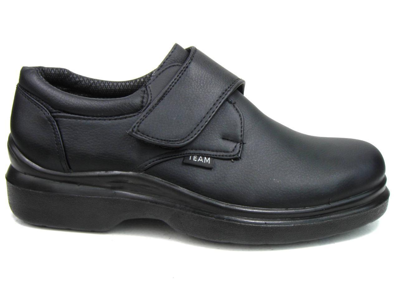 Men’s Kitchen Non-slip Working Oil Resistance Shoes Black Fast Strap Faux Leathe