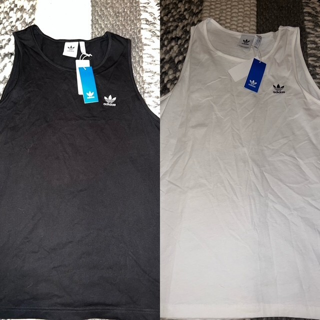 NWT Adidas Original Trefoil Essential Tank Top White Black Sz XS-2XL JF6601