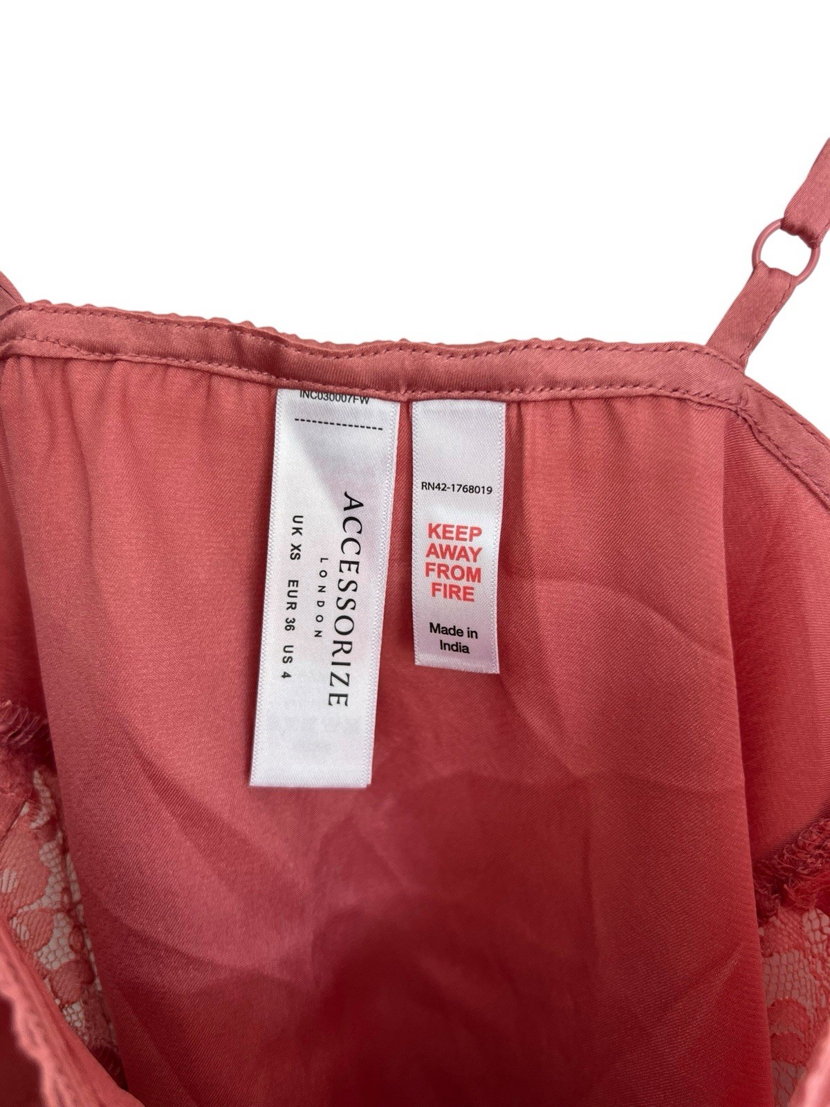 Monsoon Accessorize Pyjamas Pink Lace Trim Cami Satin RRP £35 Size XS 8