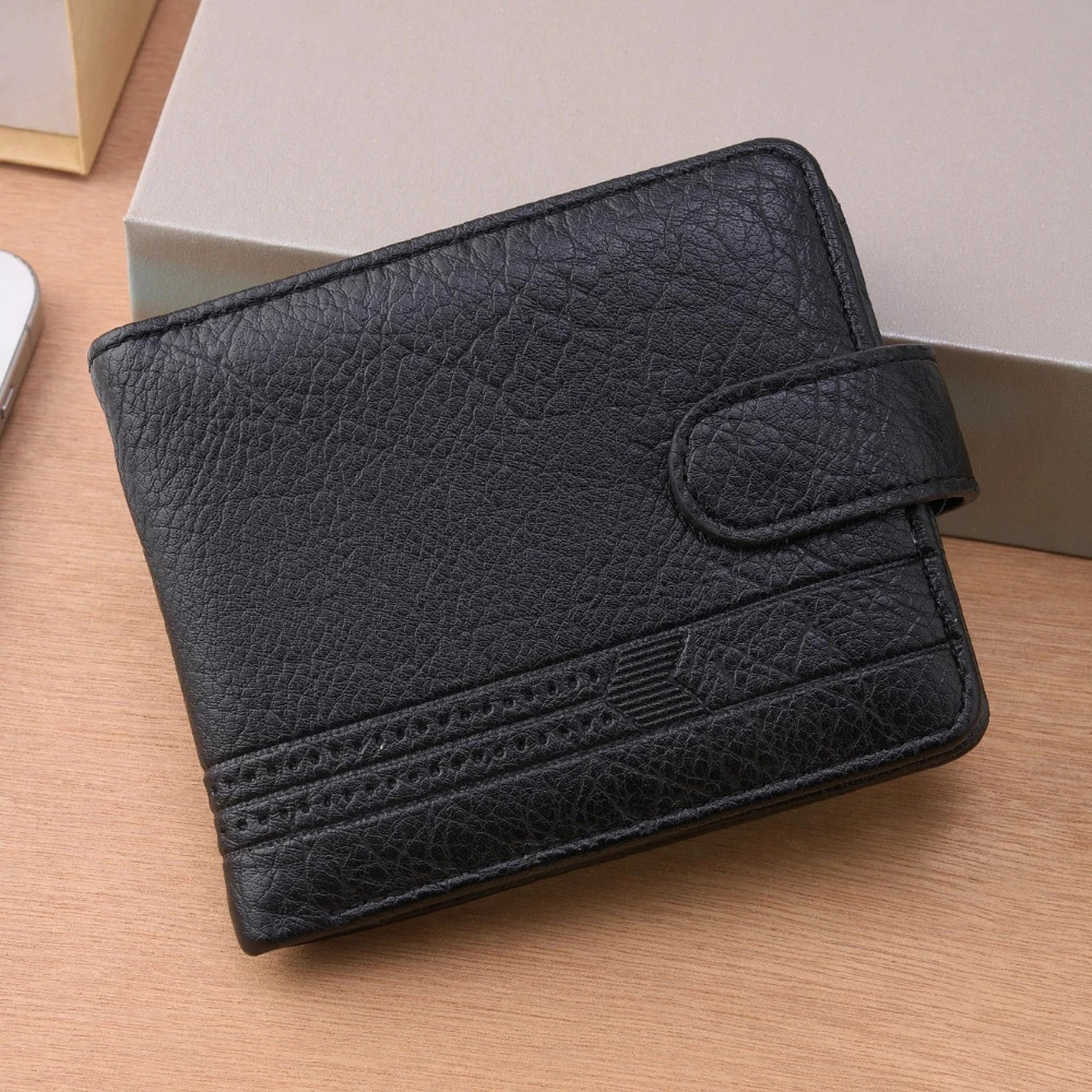 Men’s Slim Leather Wallet, Quality Zipper Purse with Coin Pocket, Male Business