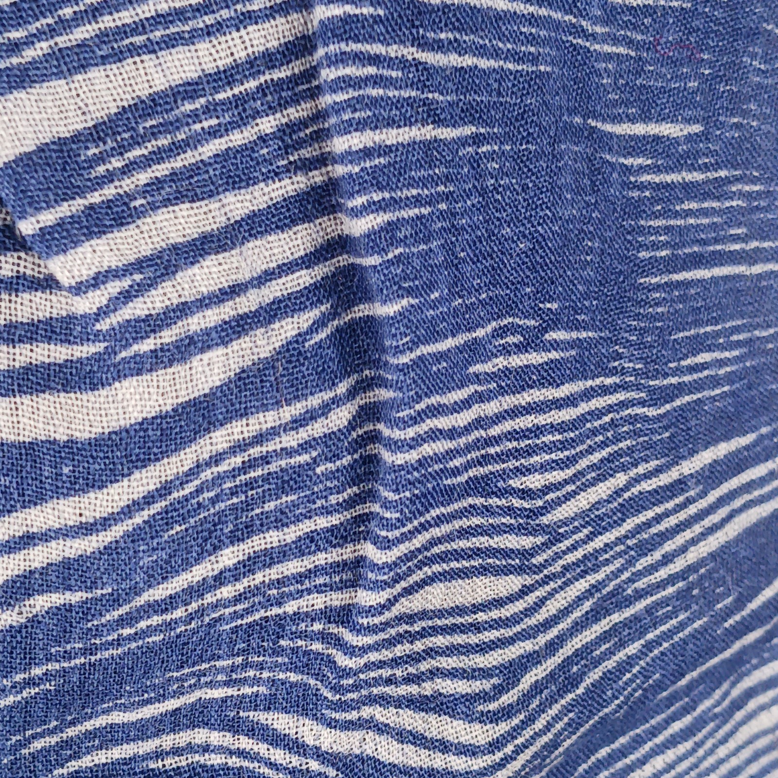 MARIMEKKO Scarf Wrap Large 40 Inches Fringed Edge Cotton Blue White