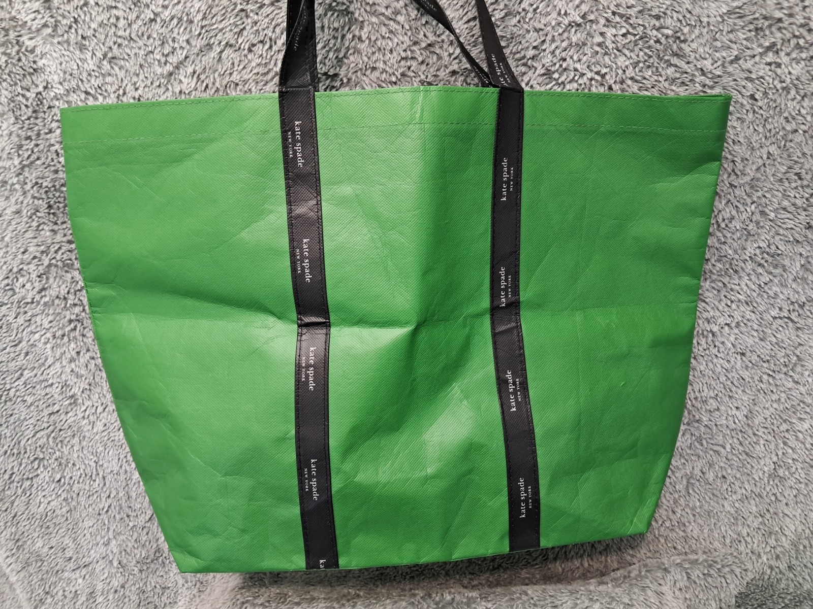Kate Spade New York Recyclable Tote Shopping Grocery Bag Green Handles Re-usable