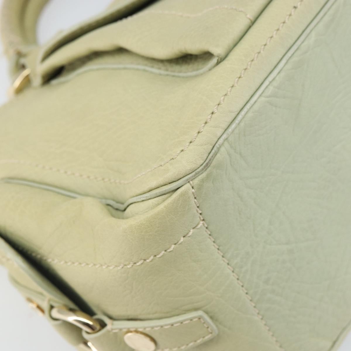 CELINE Boogie Hand Bag Leather Green Gold Auth BA9733