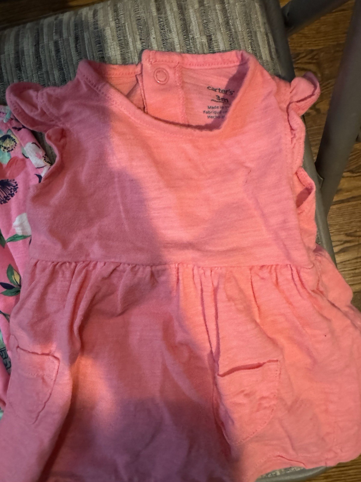 Carter’s Baby Girls 3M 2pc Pink Floral Bird Dress Set Sleeveless Bow Snap