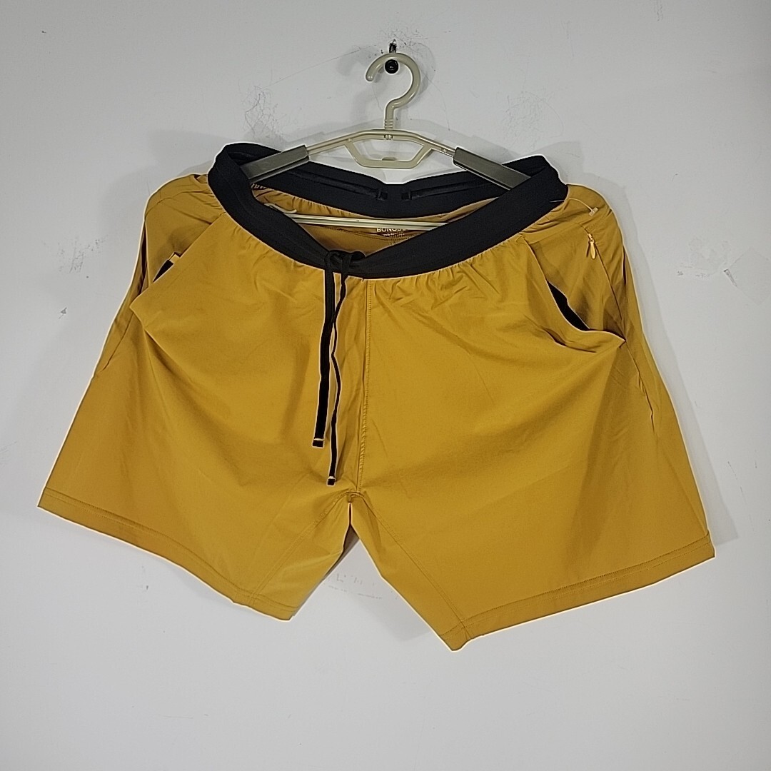 BONOBOS Mustard Yellow Poly Blend Drawstring Shorts 7.5″ Inseam Sz L New No Tags