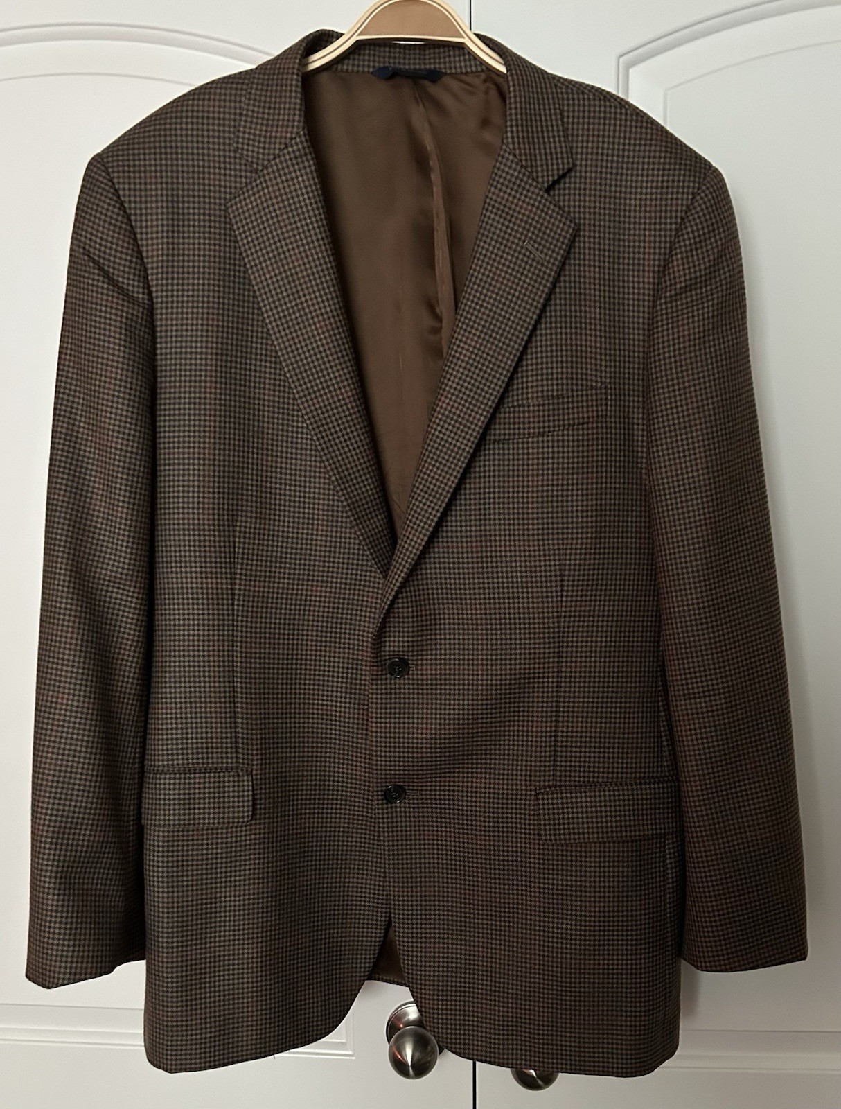 Brooks Brothers Madison Fit Blazer Mens 46L Brown Hounds Tooth Check Tweed