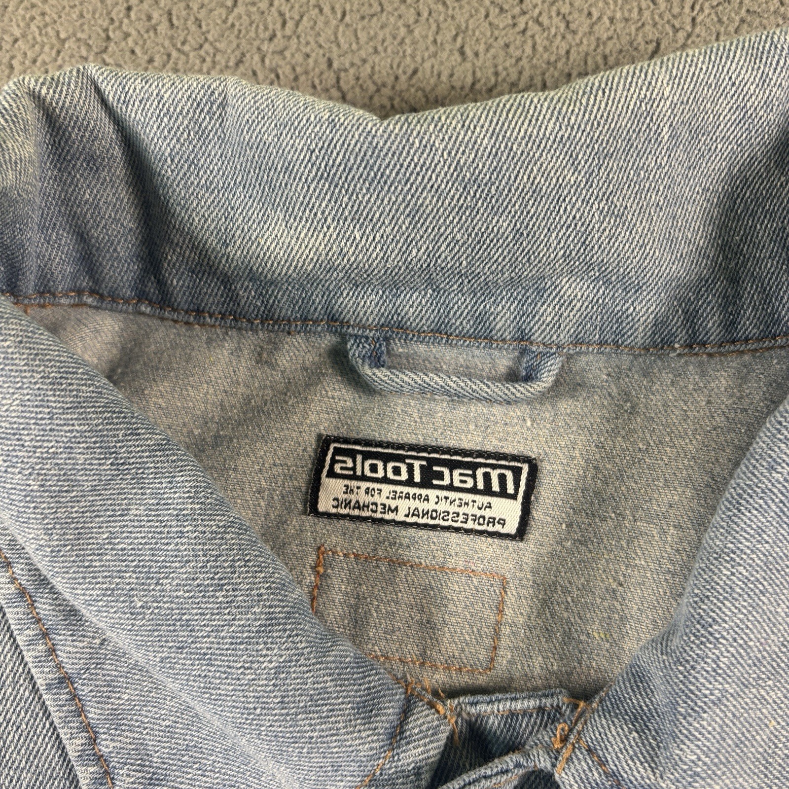 Vintage Mac Tools Denim Trucker Jacket Embroidered Racing Auto Mechanic Men’s XL