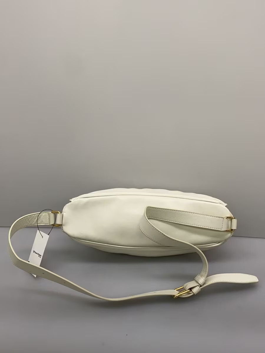 CELINE Body Bag Quilted C Charm Shoulder Bag Leather White