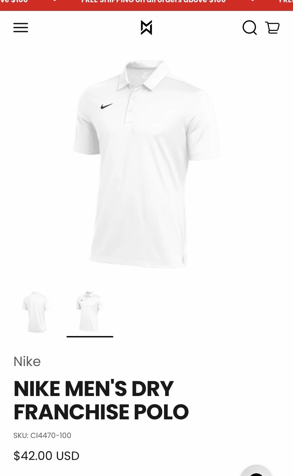 New NIKE DriFit White Dry Franchise Athletic Polo Shirt Mens XXL CI4470-100