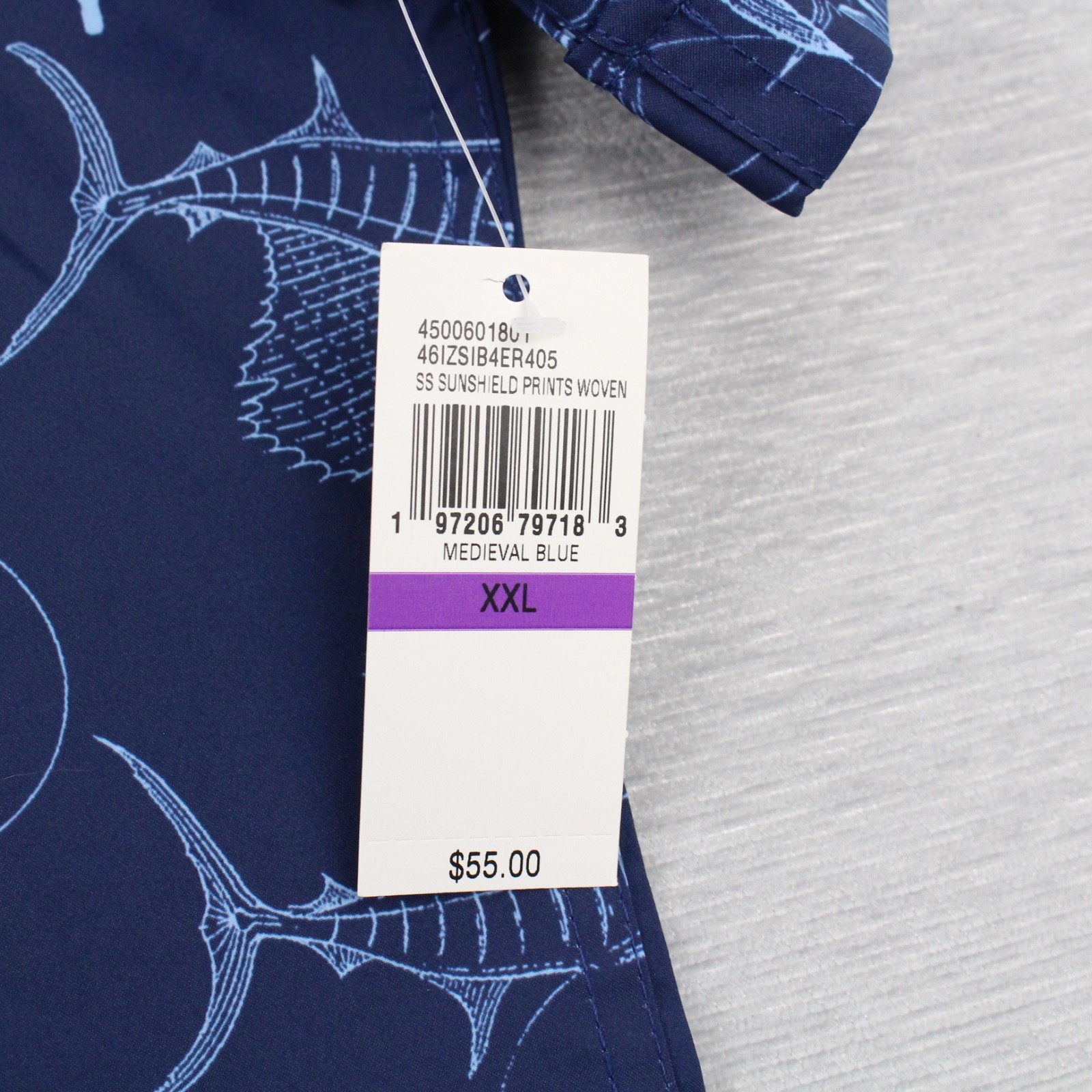 Izod Saltwater Shirt Mens XXL Blue Sunshield Prints Woven Short Sleeve NEW