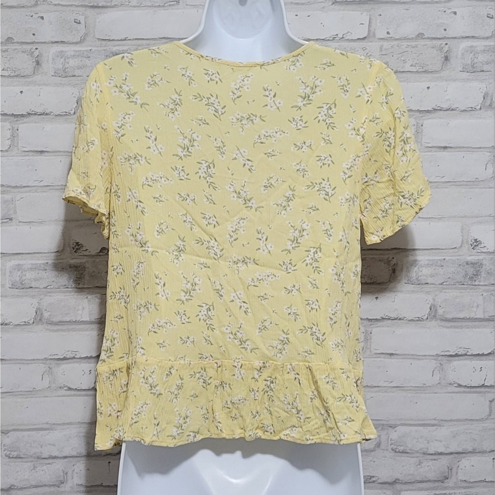 Hippie Rose Daisy Floral Peplum Lace Trim Blouse Womens Med